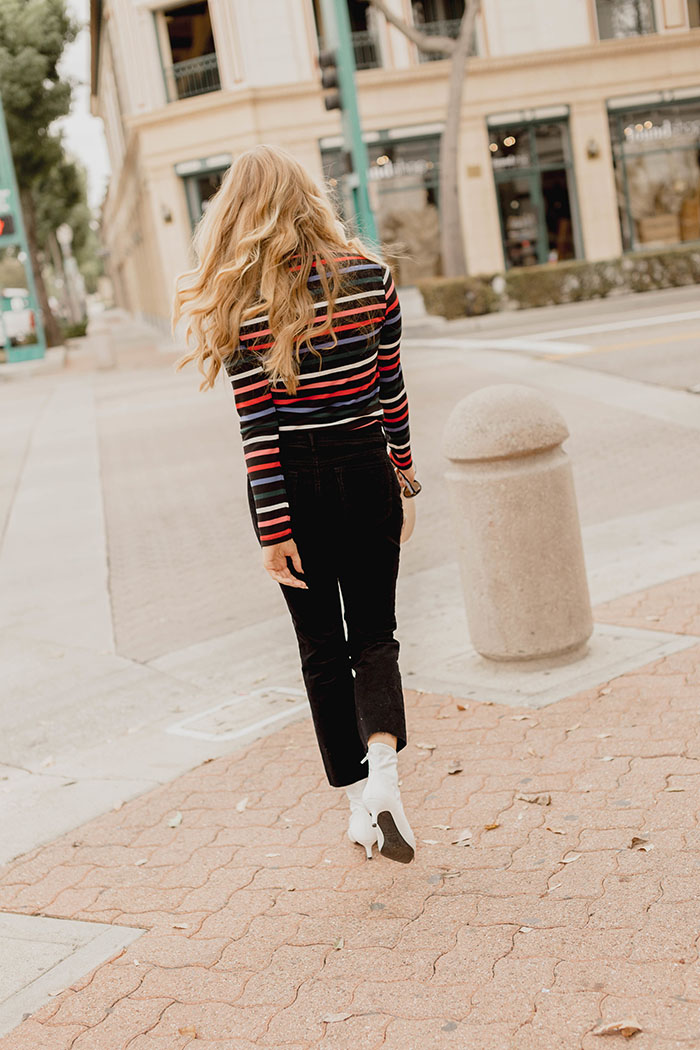 3 fall trends you need, affordable fall fashion trends, fall fashion trends 2017, how to style a striped turtleneck, how to style cropped flares, cropped flare jeans, how to style white booties, old navy, veggani ace handbag, retro tortoise sunglasses, Hannah Hagler, Hannah champagne lifestyle, champagne lifestyle, champagne lifestyle blog, fashion blogger, affordable fashion blogger, budget friendly fashion blog, budget friendly fashion blogger, beauty blogger, youtuber, female youtuber, interior designer, affordable fashion, chic fashion ideas, fashion inspiration, vegan fashion, vegan fashion bloggers, vegan fashion, cruelty free fashion, cruelty free, vegan handbag, vegan designer handbag, veggani ace blush pink, round pink vegan handbag, paige printed dress, off the shoulder printed dress, floral dress, public desire pearl sandals, pearl embellished, vegan fashion, sustainable fashion, cruelty-free fashion