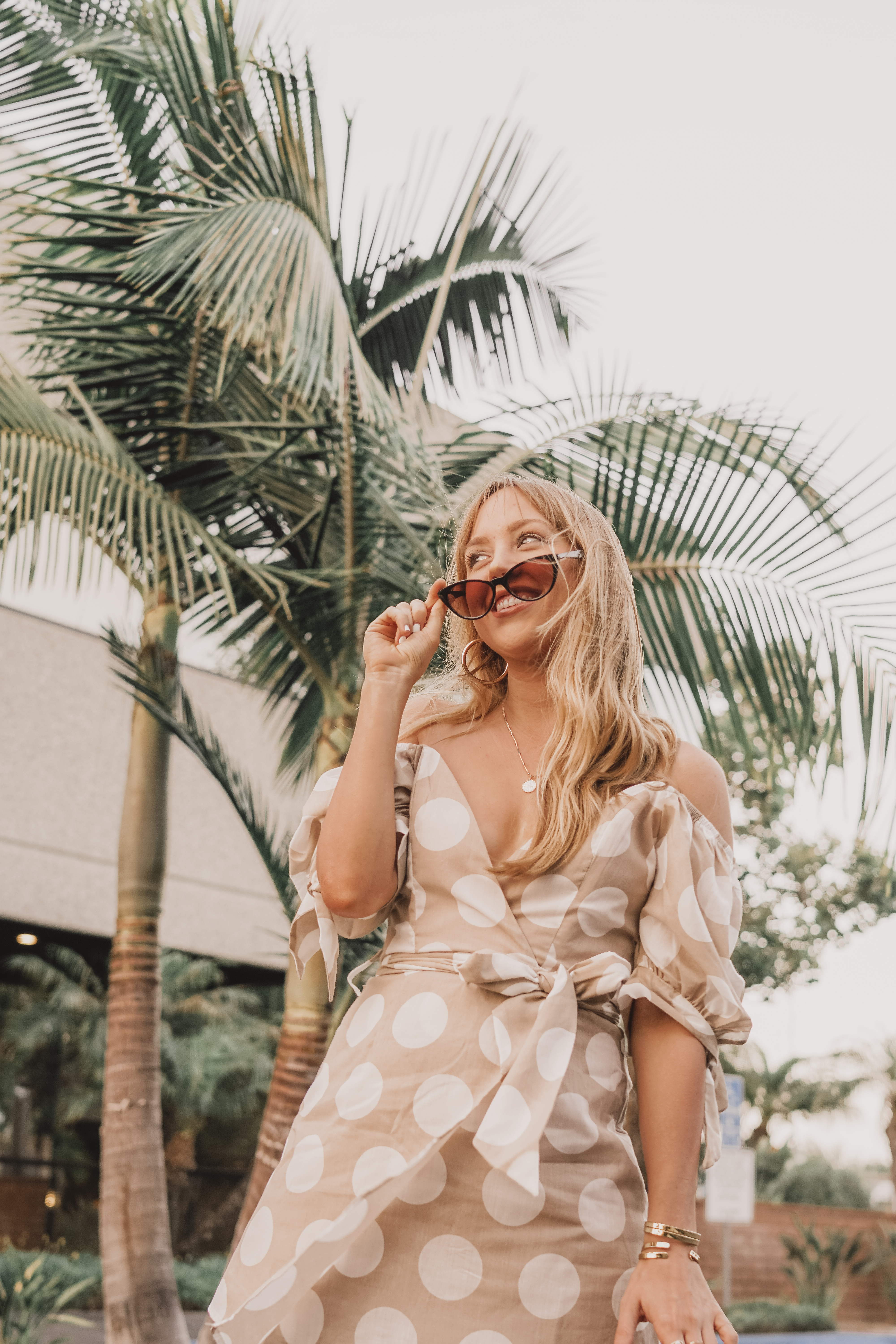 princess polly polka dot dress, with your desire mini dress, translucent bag, vegan friendly fashion, off the shoulder dress, vegan mules, vegan shoes, cruelty-free fashion, vegan fashion, hannah hagler, hello hannah, lulu's, baublebar, urban outfitters